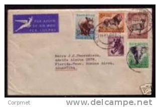 FAUNA - SOUTH AFRICA VF 1957 AIR MAIL FAUNA COVER STELLENBOSCH  To ARGENTINA - Eléphants