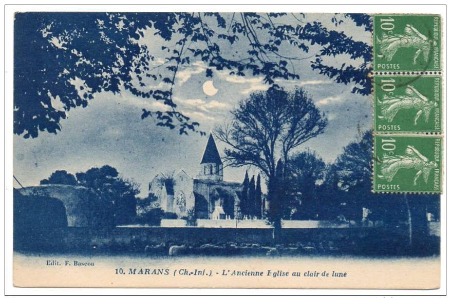 Marans  L Ancienne église Au Clair De Lune - Autres & Non Classés