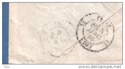 Sur Enveloppe - CAD DAGUIN TOULOUSE DEPART Sur 15c SAGE Bleu Seul + Autre CAD TOULOUSE = CAD PARIS - 2-4-1886 - 1877-1920: Période Semi Moderne