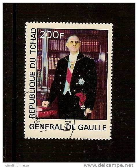 REPUBLIQUE DU TCHAD - 1977 - Valore Obliterato Da 200 F. Dedicato Al GENERALE DE GAULLE - In Ottime Condizioni - DC0981. - De Gaulle (Général)