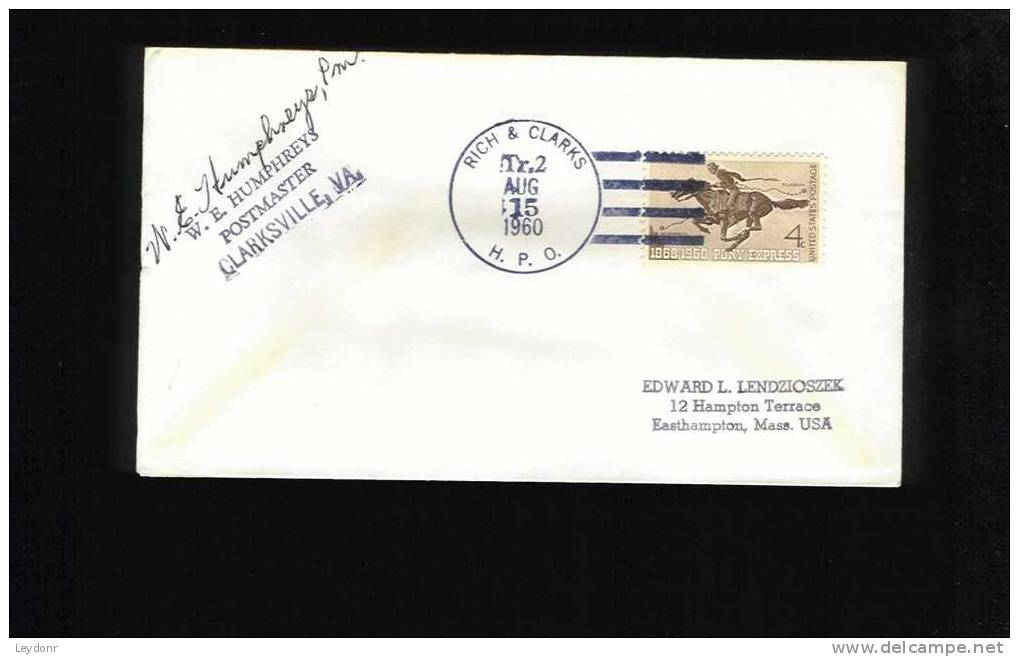 Highway Post Office - Rich And Clarks Tr. 2 Aug 15, 1960 - Schmuck-FDC