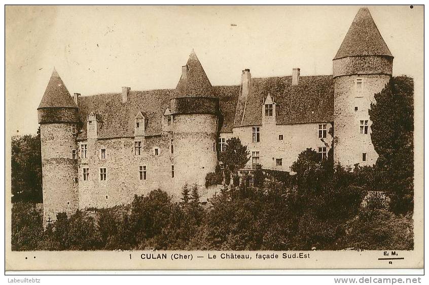 CULAN  (Cher) - Château , Façade Sud-Ouest - Culan