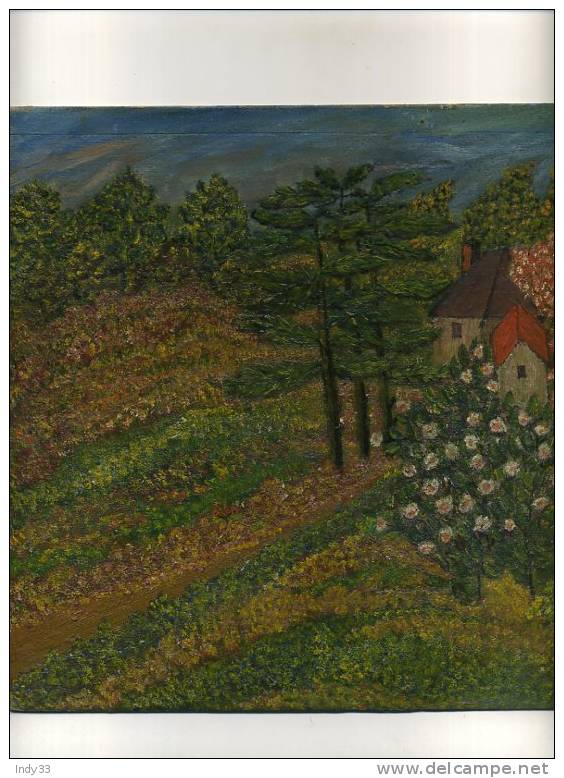 - PAYSAGE AVEC MAISON . HUILE SUR CARTON NON SIGNEE - Olii