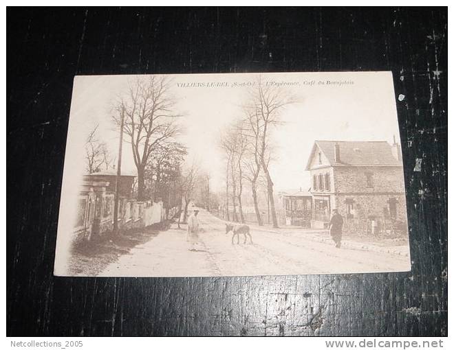 VILLIERS-LE-BEL - L'ESPERANCE, CAFE DU BEAUJOLAIS - UN ANE DEUX HOMMES - 95 VAL D´OISE - Carte Postale De France - Villiers Le Bel