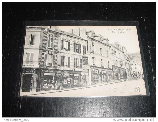 PARMAIN - RUE GUICHARD - COMMERCES PHARMACIE VINS BEAUJOLAIS - 95 VAL D´OISE - Carte Postale De France - Parmain