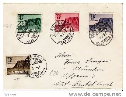 N135/- NORWEGEN -  Nordcapsatz Mit Nordcapstempel 9.7.61 Nach Deutschland - Lettres & Documents