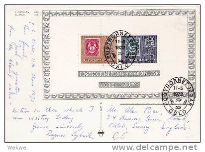 N142/ - NORWEGEN - , 100 Jahre, Block M. Sonderstpl. Karte N England - Cartas & Documentos