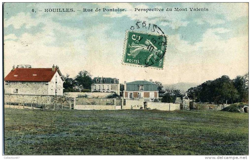 78 - YVELINES - HOUILLES - RUE De PONTOISE - MONT VALENIS - VILLA - CARTE COLORISEE 1911 - Houilles