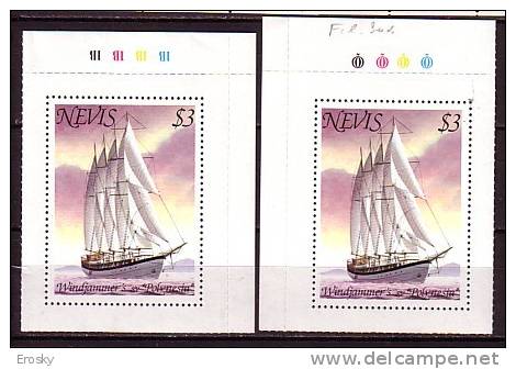 P3824 - NEVIS Yv N°47a+47b ** VOILIER - St.Kitts-et-Nevis ( 1983-...)