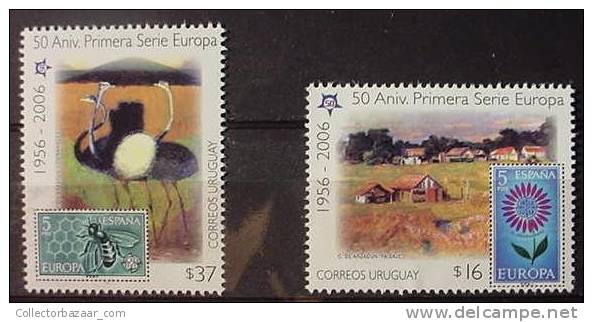 URUGUAY STAMP MNH  Insect Bee Ostrich EUROPA Cept Anniv - Abeilles