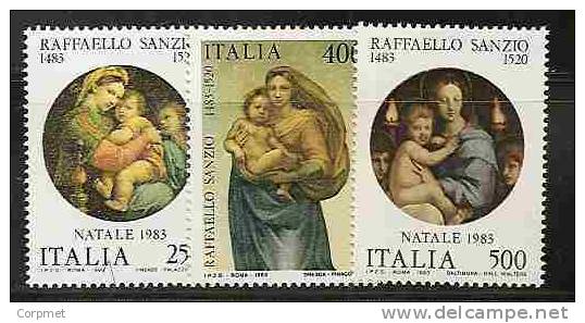 ITALY - ITALIA - 1983 - PAINTER RAFAELLO SANZIO - Yvert # 1593/5 - Sassone # 1656/8 - MNH - Religieux