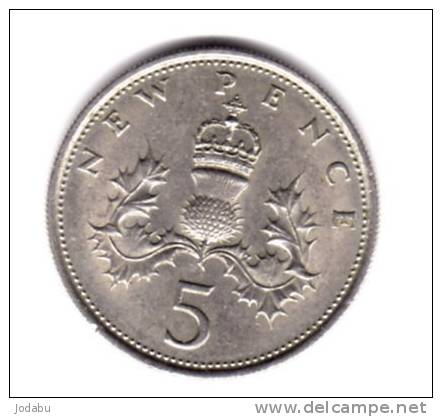 5 Pence Grande Bretagne 1970 - 5 Pence & 5 New Pence