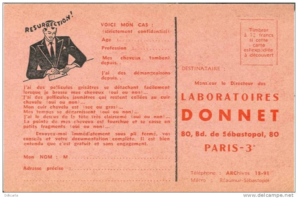 Reklame Briefkaart - Paris-3 - Laboratoires DONNET - Publicité