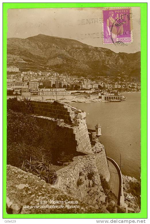 MONTE-CARLO, MONACO - VUE PRISE DU ROCHER DE MONACO - CIRCULÉE EN 1934 - - Panoramic Views