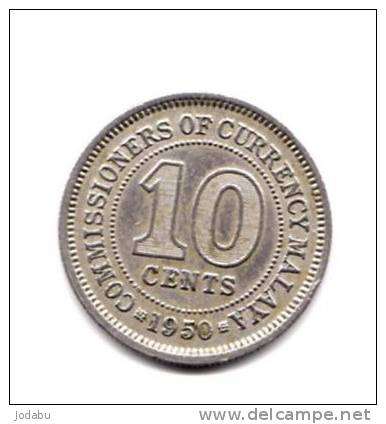 10cents 1950 Malésie - Maleisië