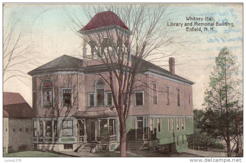 WHITNEY HALL / LIBRARY AN MEMORIAL BUILDING ENFIELD / 1910 / RARE ++ - Autres & Non Classés