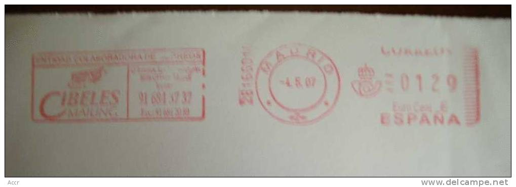 ESPANA - Espagne Madrid _ Cibeles Mailing - Franking Machines (EMA)