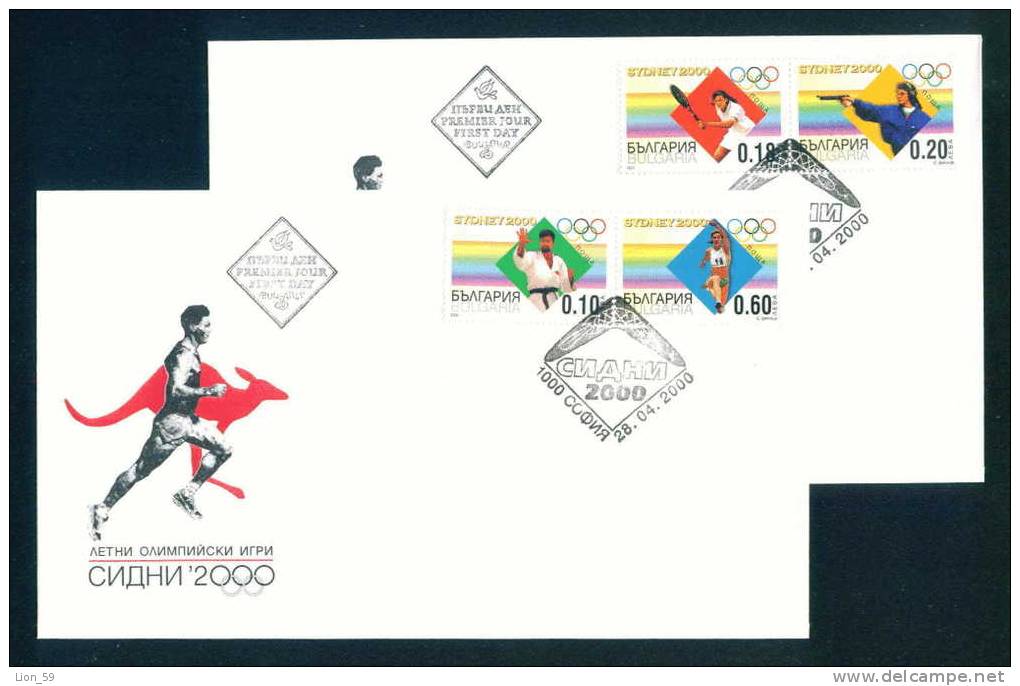 FDC 4453 Bulgaria 2000 / 4 Olympic Games, Sydney Australia / Pistol-shoot  / Olympische Sommerspiele, Sydney - Shooting (Weapons)