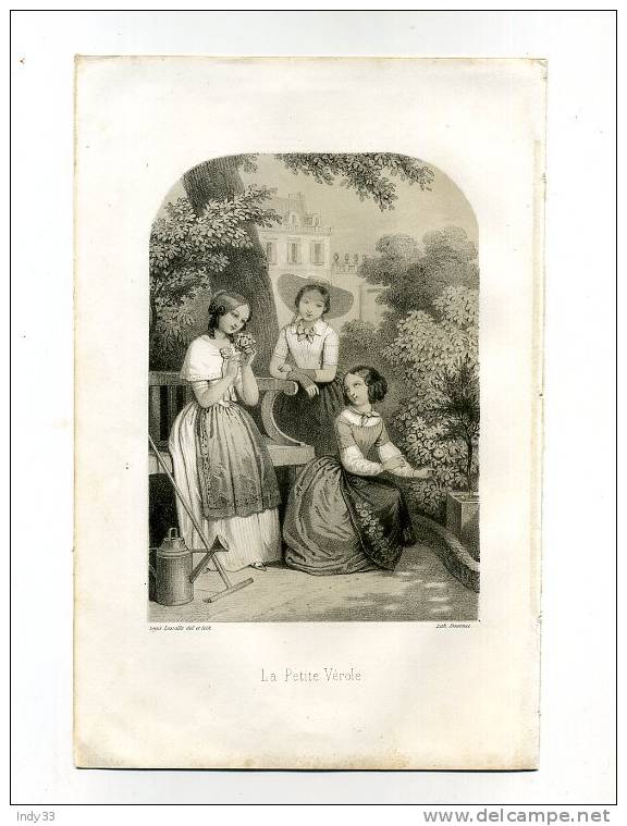 - LA PETITE VEROLE .  LITHO DU XIXe S. AVEC TEINTE DE FOND - Lithographies