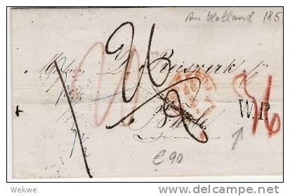 Nlc032/- NIEDERLANDE -  Brief,  Amsterdam 1851 N.Basel, 5 Taxvermerke + W.P.(Westl. Preussen) - ...-1852 Vorläufer