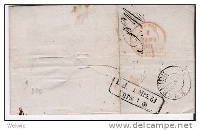 Nlc032/- NIEDERLANDE -  Brief,  Amsterdam 1851 N.Basel, 5 Taxvermerke + W.P.(Westl. Preussen) - ...-1852 Vorläufer