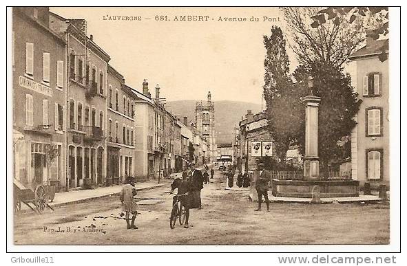 AMBERT  -  ** L´ AVENUE DU PONT **  -   Editeur: Papeterie L.BEY à Ambert   / N°: 11 - Ambert