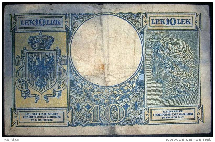 Banknote,paper Money,Albania,Shqipnis,10 Lek,dim.98x62mm. - Albania
