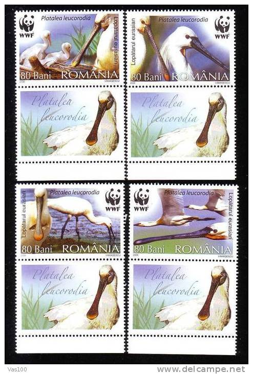 Romania 2006 WWF Protected Bird,Spoonbill,Mi.6134-7, MNH - Pélicans