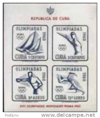 CUBA 1960, Olympics Rome, Imperf.Sheetlet  [non Dentelé Ungezähnt No Dentado Imperforated] - Non Dentelés, épreuves & Variétés