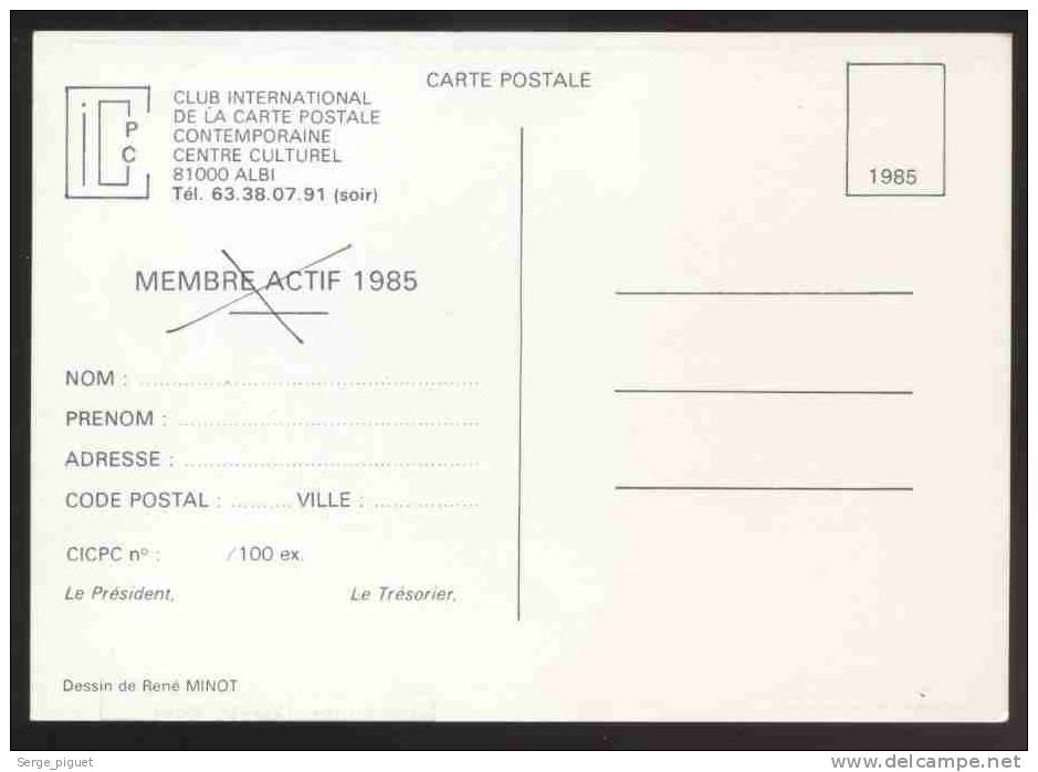 CLUB INTERNATIONAL DE LA CARTE POSTALE CONTEMPORAINE 1985 René Minot,égypte - Other & Unclassified