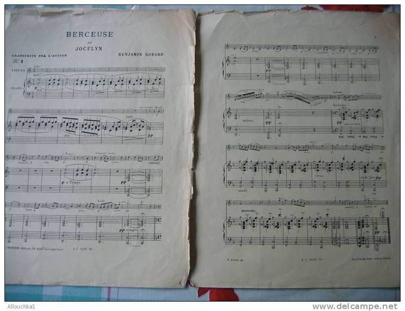 PARTITION MUSIQUE CLASSIQUE BERCEUSE DE JOCELYN DE BENJAMIN GODARD  EDITIONS CHOUDENS 4 PAGES - G-I