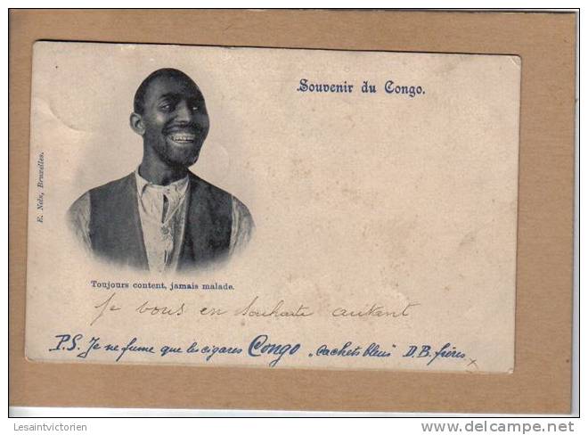 AFRIQUE SOUVENIRS DU CONGO TABAC CIGARE COLONIE D.B. FRERES TOUJOURS CONTENT JAMAIS MALADE - Congo Belga