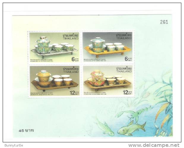 Thailand 2000 Int'l Letter Writing Week Tea Sets S/S MNH - Porselein