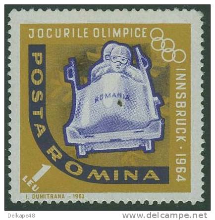 Romania Romana Rumänien 1963 Mi 2201 YT 1982 SG 3075 ** Two-man Bobsleighing /  Zweierbob / 1964 Insbruck - Hiver 1964: Innsbruck