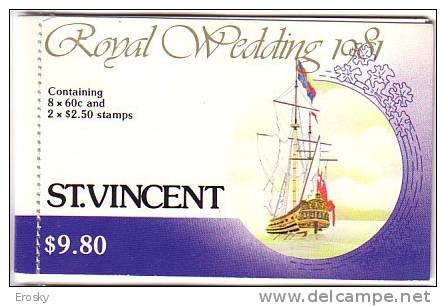 E727 - ST VINCENT Yv N°636/37 ** CARNET MARIAGE ROYAL - St.Vincent (1979-...)