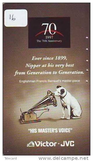 Telecarte Japan MUSIQUE (16) - HIS MASTER´S VOICE - MUSIC MUZIEK MUSIK ANIMAL - DOG - CHIEN - HUND - Música