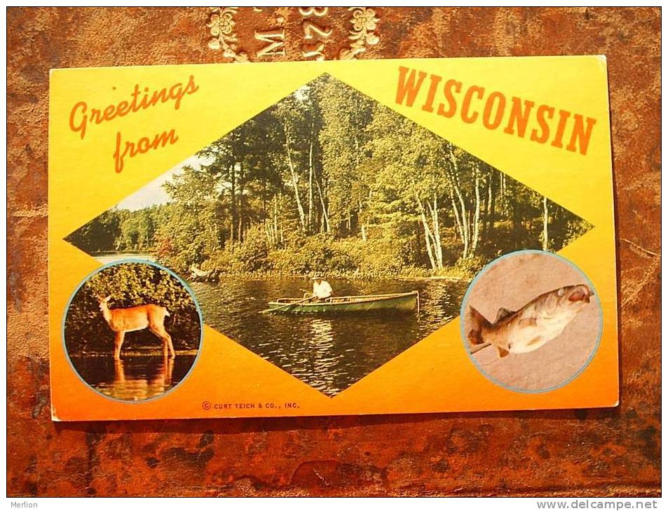 Greetings From Wisconsin  Fishing  Cca 1950´s  VF  D10042 - Other & Unclassified