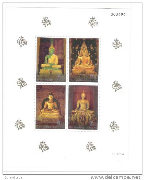 Thailand 1995 Visakhapuja Day Sculptures Of Buddha S/S MNH - Bouddhisme