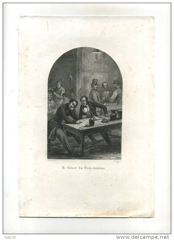 - LE CABARET DES TROIS-TONNEAUX . GRAVURE SUR ACIER DU XIXe S. - Autres & Non Classés