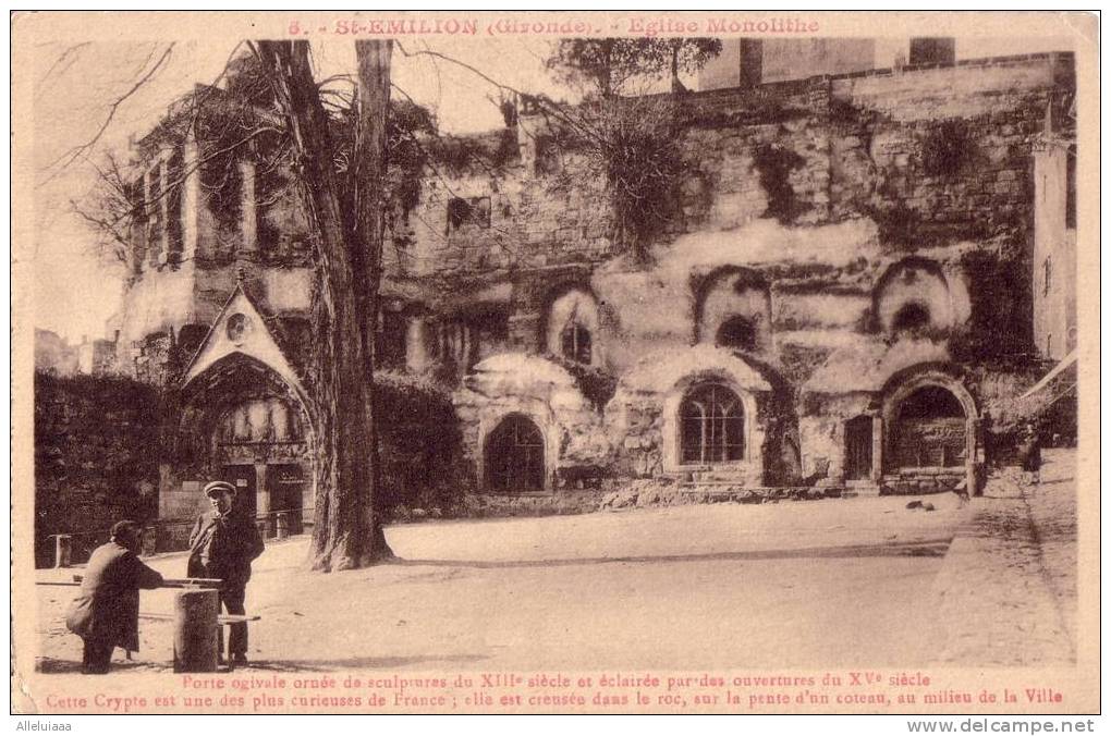 CPA Gironde - Saint-Emilion - Eglise Monolithe - Animée - Saint-Emilion