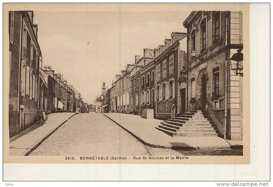 BONNÉTABLE. - Rue St-Nicolas Et La Mairie. - Bonnetable