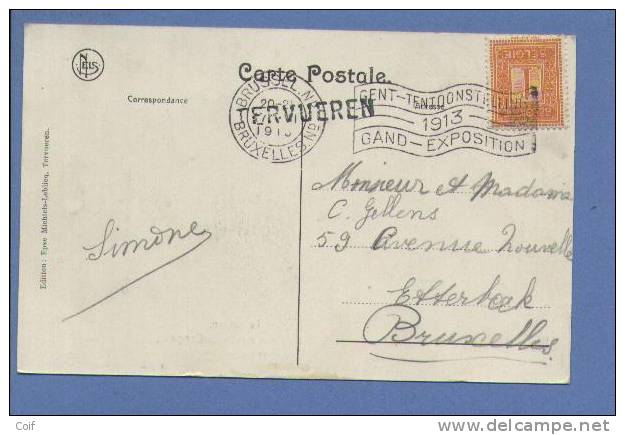 108 Op Postkaart " Nouveau Musée Du Congo " Met Naamstempel (griffe) TERVUEREN - 1912 Pellens
