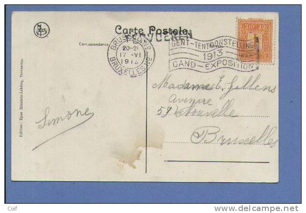 108 Op Postkaart " Nouveau Musée Du Congo/ Pecheurs Bangala " Met Naamstempel (griffe) TERVUEREN - 1912 Pellens