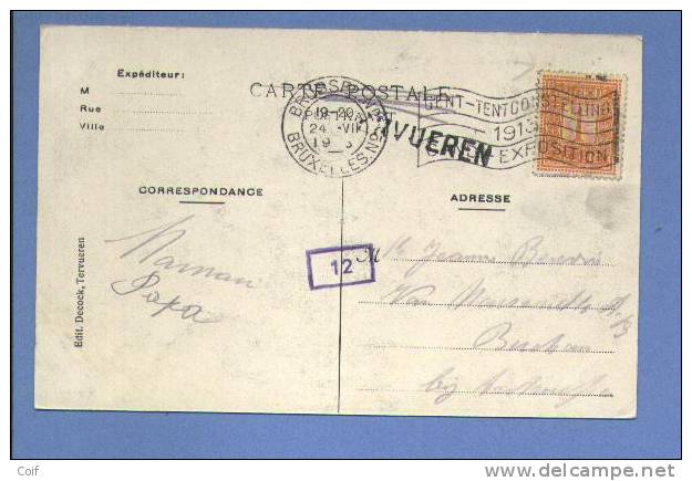 108 Op Postkaart " Sortie Du Parc Vers La Gare " Met Naamstempel (griffe) TERVUEREN - 1912 Pellens