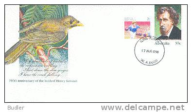 AUSTRALIA : 1989 : Post. Stat. : 150th Anniversary Of The Birth Of Henry Kendall :POESIE,POETRY,BELLBIRD,BEARD,MOUSTACHE - Postal Stationery