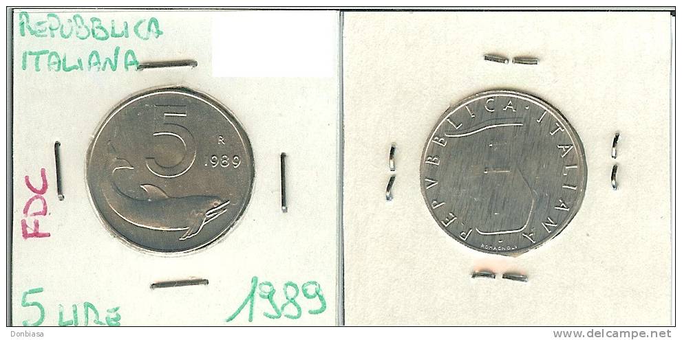 Repubblica Italiana: 5 Lire 1989 FDC - 5 Lire