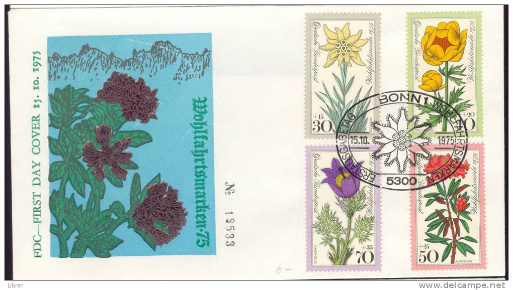 DUITSLAND, ALLEMAGNE, GERMANY MI FDC 867-870 FLOWERS, FLEURIS, BLUMEN, BLOEMEN. BLANC. VERY FINE QUALITY. - Autres & Non Classés