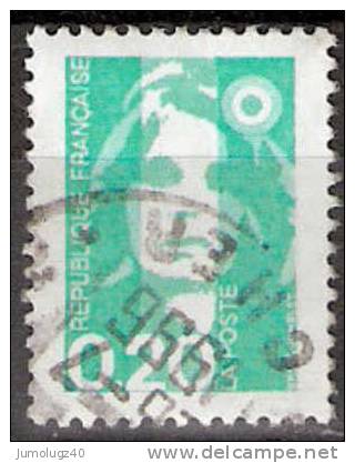 Timbre France Y&T N°2618 (01) Obl. Marianne Du Bicentenaire. 0 F. 20. émeraude. Cote 0.15 € - 1989-1996 Bicentenial Marianne