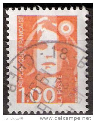 Timbre France Y&T N°2620 (01) Obl. Marianne Du Bicentenaire. 1 F. 00. Orange. Cote 0.30 € - 1989-1996 Bicentenial Marianne