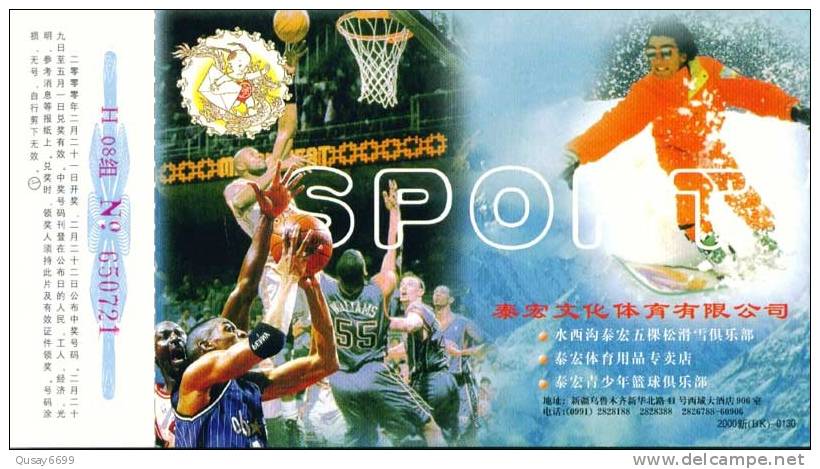 Basketball, Skiing,  Pre-stamped Postcard, Postal Stationery - Baloncesto